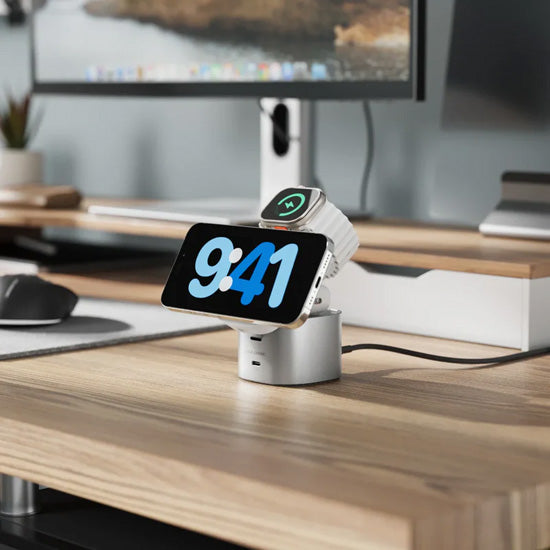 PowerPod support de charge rapide sans fil Qi2 4-en-1 Blanc