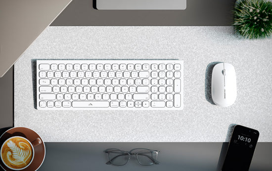 Clavier AZERTY sans fil rechargeable USB-C Echelon Compact Blanc