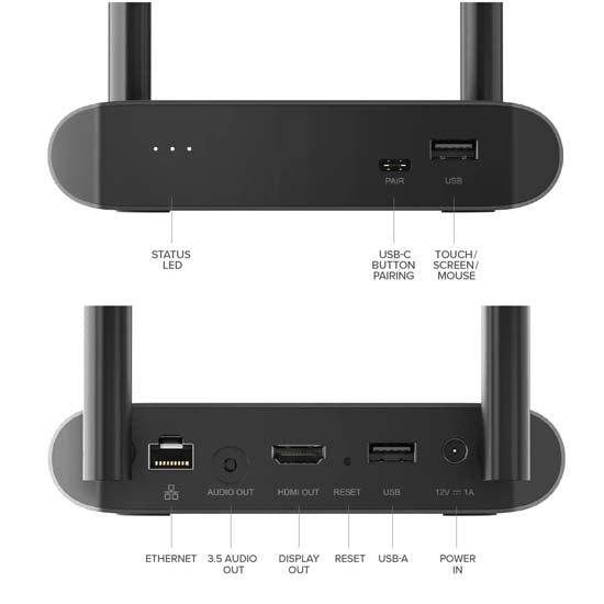 Système de présentation sans fil 4K avec station de base et un bouton présentateur