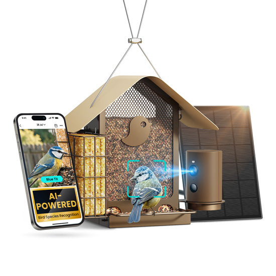 Mangeoire en métal V avec IA et module solaire