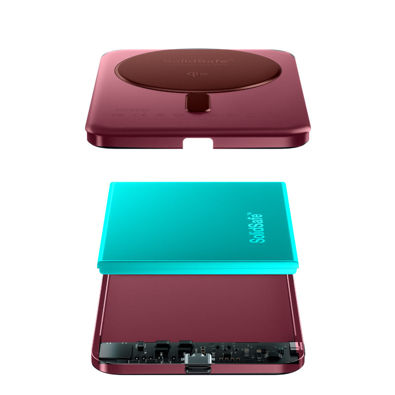 Batterie Magnétique SolidSafe™ Air Titanium 5000mAh Qi2 Burgundy