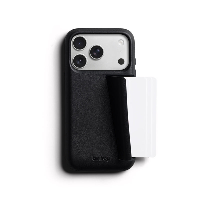 Coque en cuir Premium 3 Card iPhone 18 Pro / 17 Pro Noir