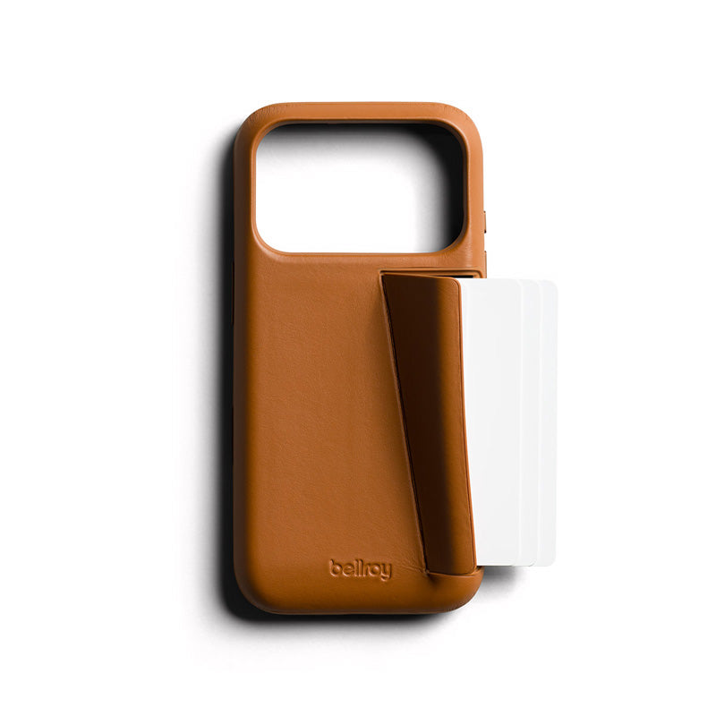 Coque en cuir Premium 3 Card iPhone 18 Pro / 17 Pro Tan