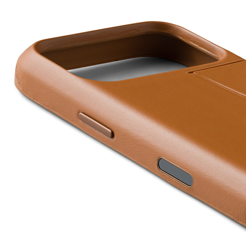 Coque en cuir Premium 3 Card iPhone 18 Pro / 17 Pro Tan