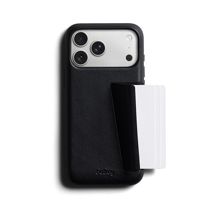 Coque en cuir Premium 3 Card iPhone 18 Pro Max / 17 Pro Max Noir