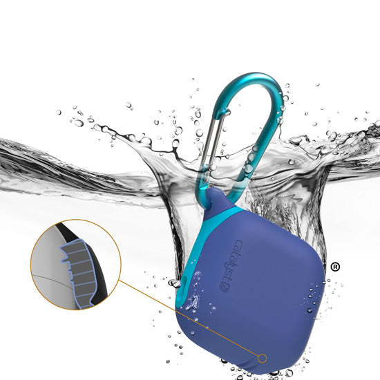 Coque Waterproof avec Mousqueton AirPods 4 Bleu