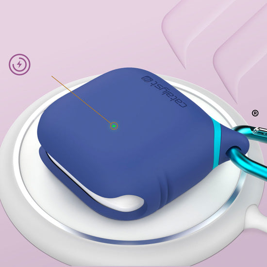 Coque Waterproof avec Mousqueton AirPods 4 Bleu