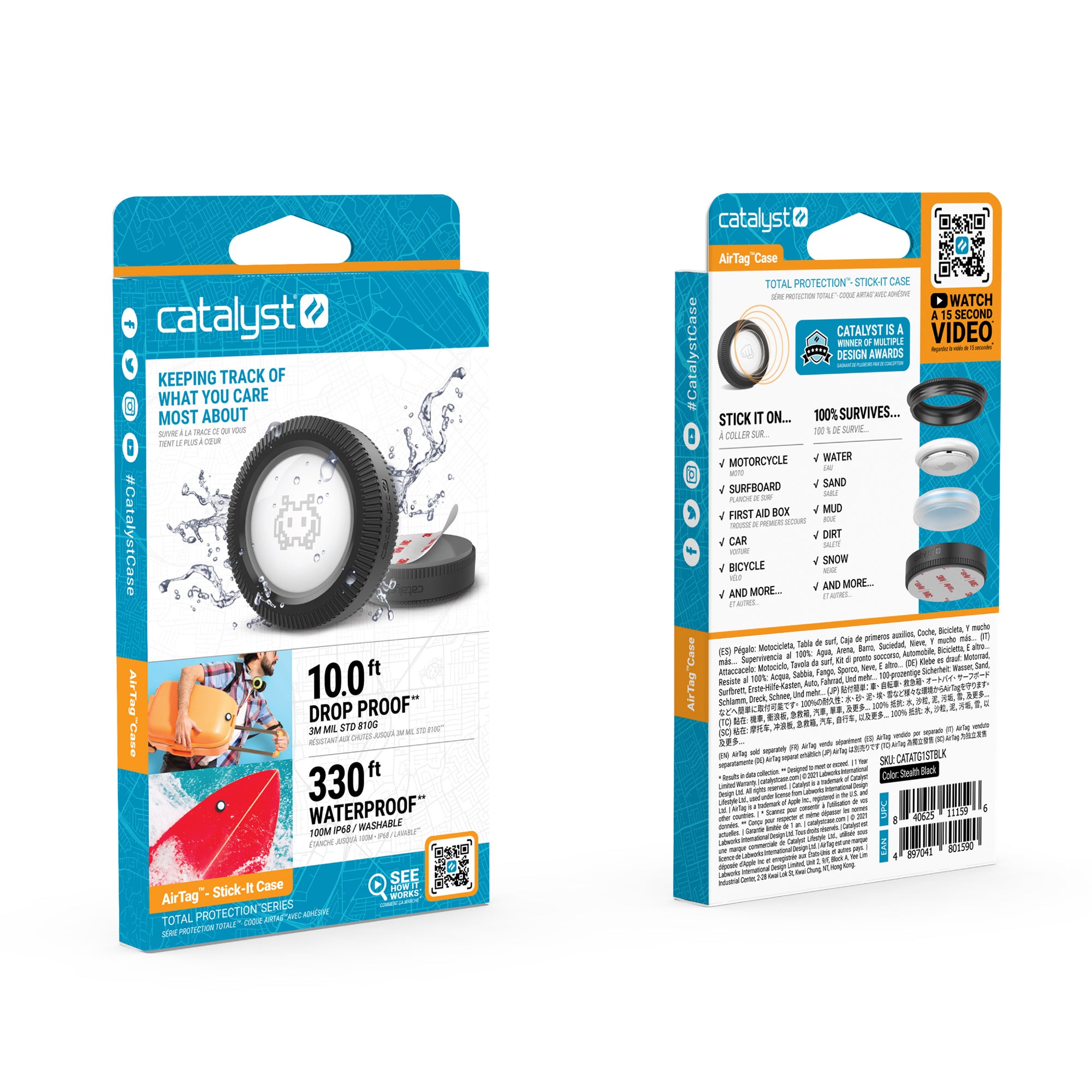 Total Protection Stick-It AirTag Noir