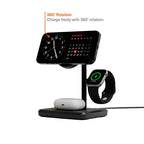 Chargeur sans fil magnétique Qi2 3-en-1 Noir