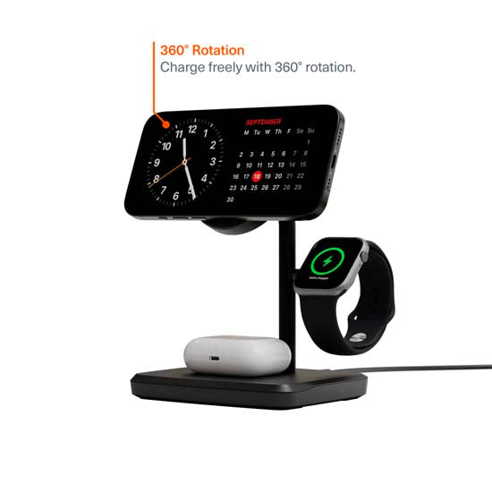 Chargeur sans fil magnétique Qi2 3-en-1 Noir