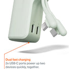 Pack Power Bank Thumboost 5,000mAh + Câble USB-C Vert