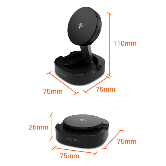 Chargeur sans fil magnétique pliable Qi2 ChargeBase Noir