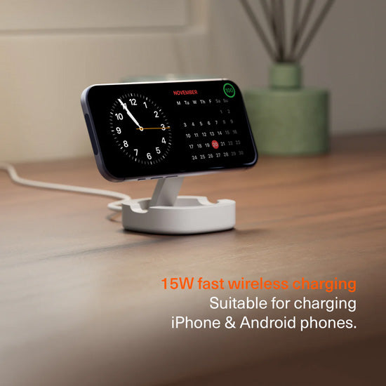 Chargeur sans fil magnétique pliable Qi2 ChargeBase Blanc