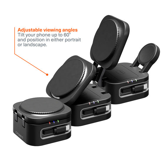 Chargeur sans fil pliable 3-en-1 MagStand avec câble rétractable Noir