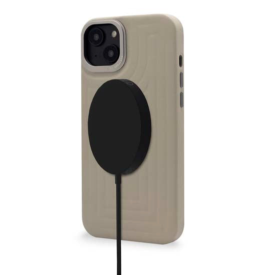 Coque MagSafe en cuir iPhone 14 Plus Beige
