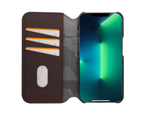 Folio en cuir iPhone 14 Plus Marron