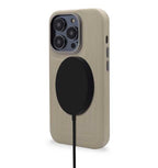 Coque MagSafe en cuir iPhone 14 Pro Max Beige