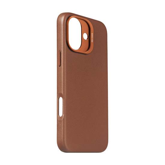 Coque en cuir iPhone 16 Plus Tan