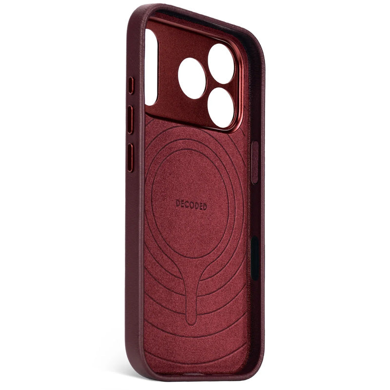 Coque en cuir iPhone 17 Pro Max Dark Ruby