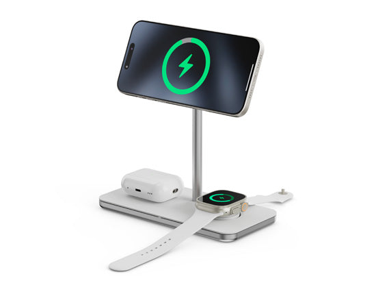 Support de charge sans fil 3-en-1 Qi2 Blanc