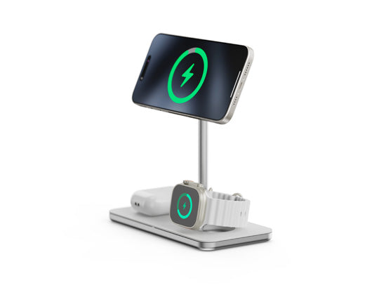 Support de charge sans fil 3-en-1 Qi2 Blanc