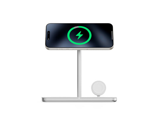 Support de charge sans fil 3-en-1 Qi2 Blanc