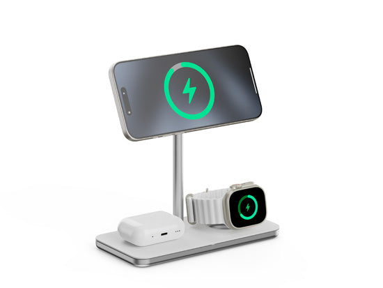 Support de charge sans fil 3-en-1 Qi2 Blanc