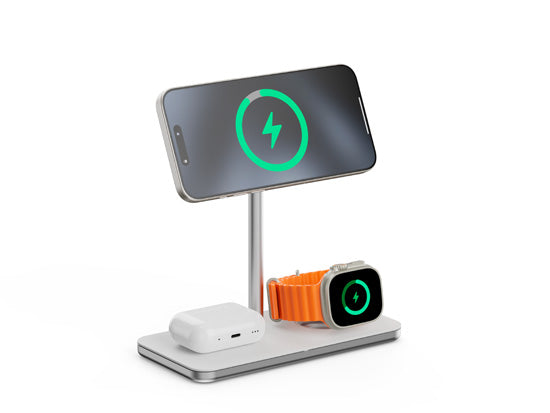 Support de charge sans fil 3-en-1 Qi2 Blanc