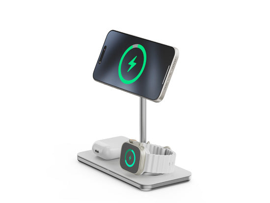 Support de charge sans fil 3-en-1 Qi2 Blanc