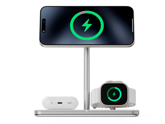 Support de charge sans fil 3-en-1 Qi2 Blanc