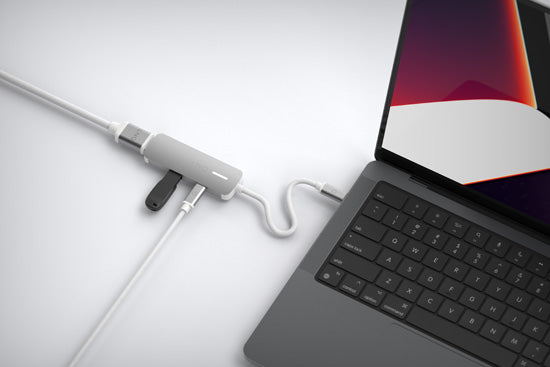Hub multiport USB-C HDMI 3-en-1 140W Gris/Blanc