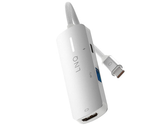 Hub multiport USB-C HDMI 3-en-1 140W Gris/Blanc