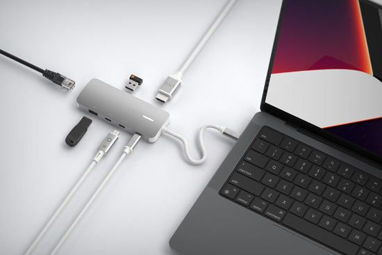 Hub multiport 8K PRO USB-C 8-en-1 140W Gris/Blanc