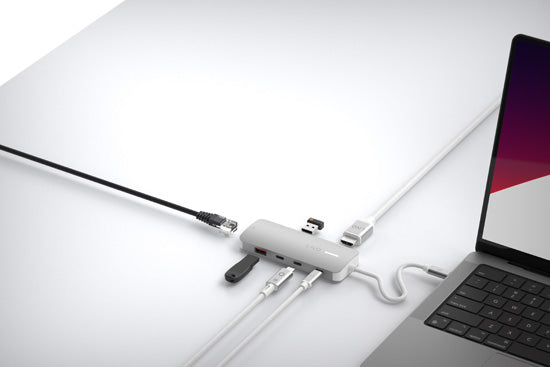 Hub multiport 8K PRO USB-C 8-en-1 140W Gris/Blanc