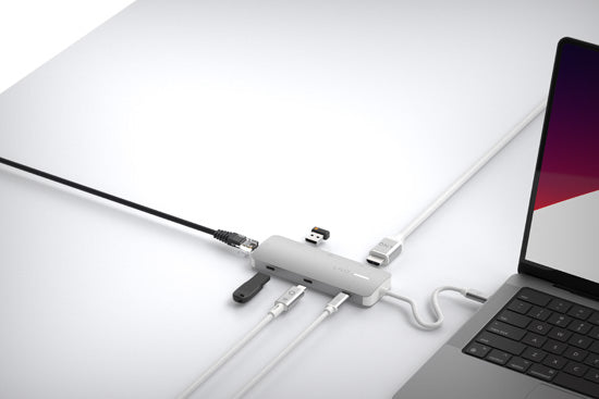 Hub multiport PRO USB-C 8-en-1 140W Gris/Blanc
