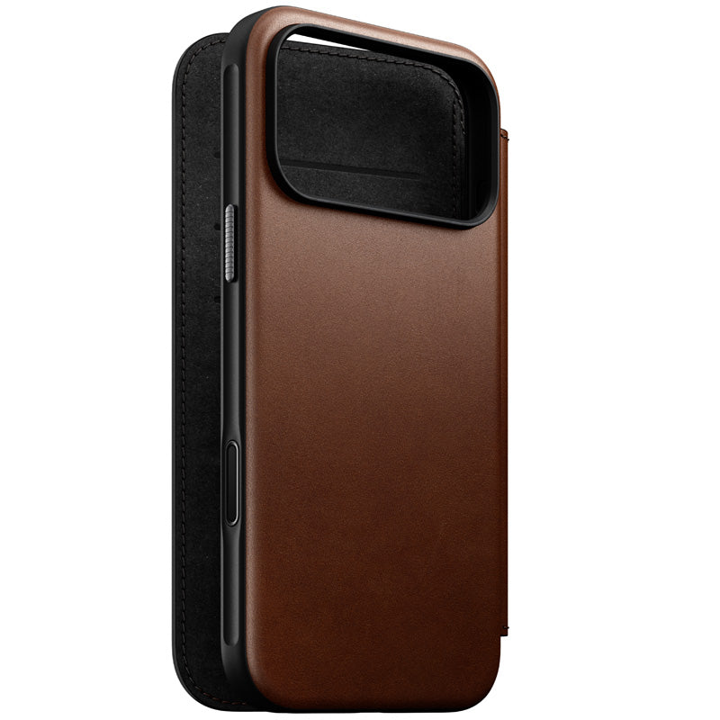 Folio Modern cuir iPhone 18 Pro Max Rustic Brown