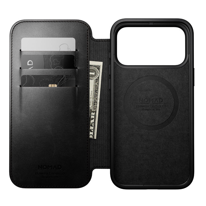Folio Modern Cuir Horween iPhone 18 Pro Max / 17 Pro Max Noir