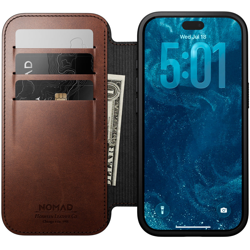 Folio Modern Cuir Horween iPhone 18 Pro / 17 Pro Rustic Brown