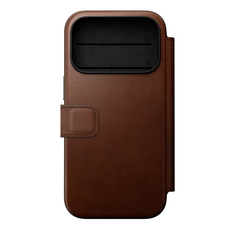 Folio Modern cuir iPhone 18 Pro Rustic Brown
