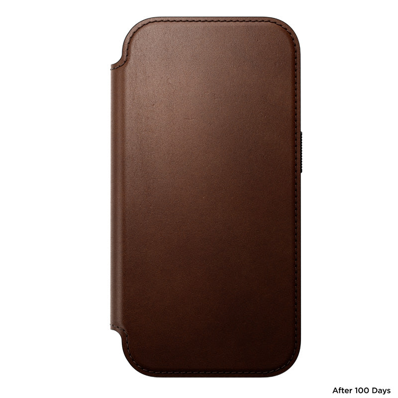 Folio Modern cuir iPhone 18 Pro Rustic Brown