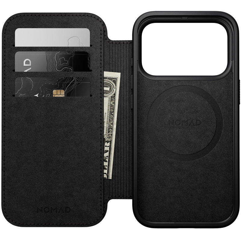 Folio Modern cuir iPhone 18 Pro Noir