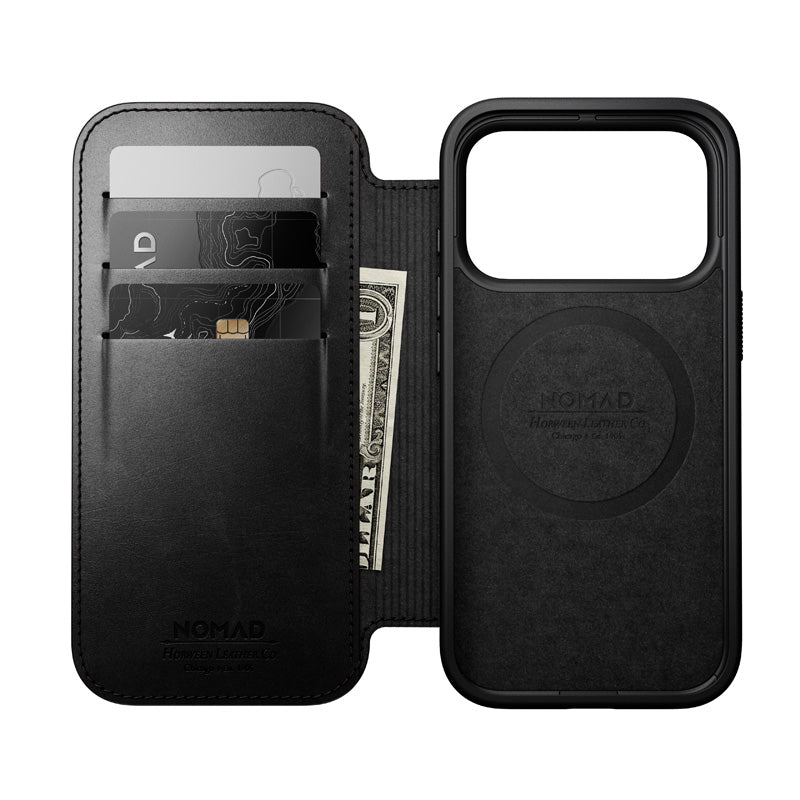 Folio Modern Cuir Horween iPhone 18 Pro / 17 Pro Noir