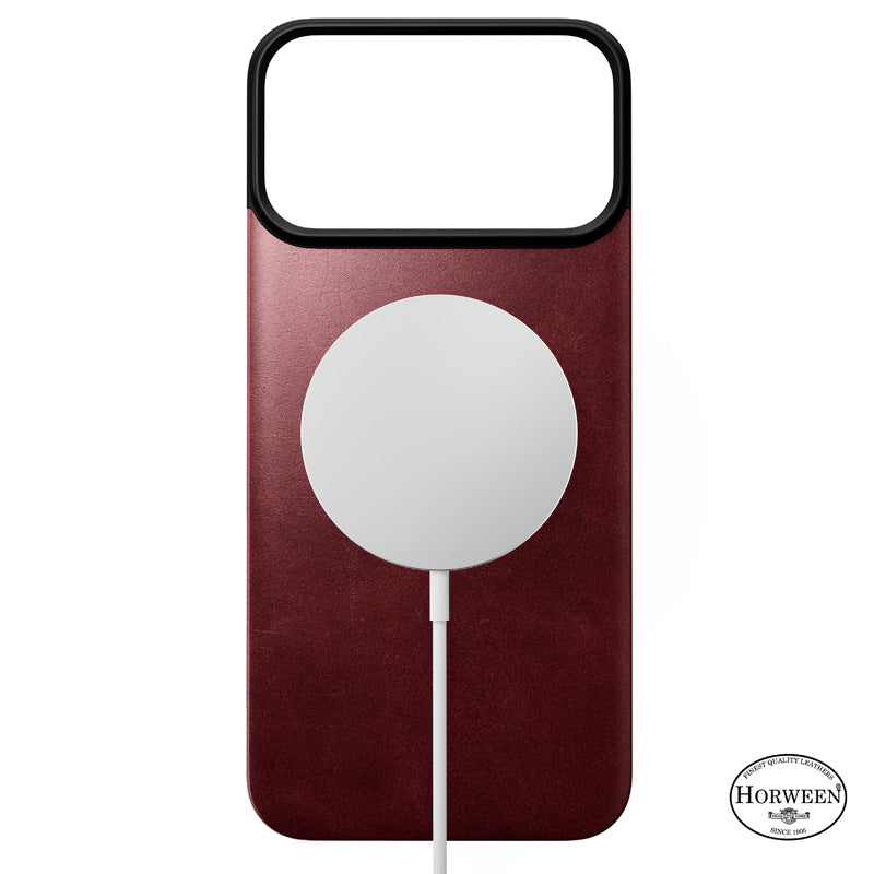 Coque arrière magnétique cuir Horween iPhone 18 Pro Max Burgundy