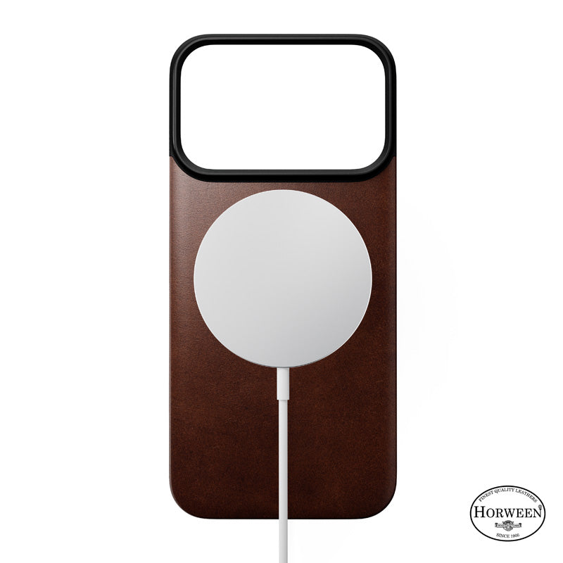 Coque arrière magnétique cuir Horween iPhone 18 Pro Rustic Brown