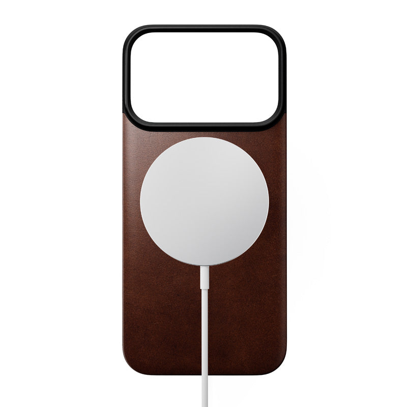 Coque arrière magnétique cuir Horween iPhone 18 Pro Rustic Brown