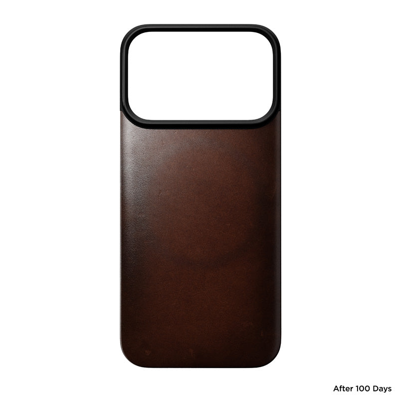 Coque arrière magnétique cuir Horween iPhone 18 Pro Rustic Brown