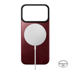 Coque arrière magnétique cuir Horween iPhone 18 Pro Burgundy