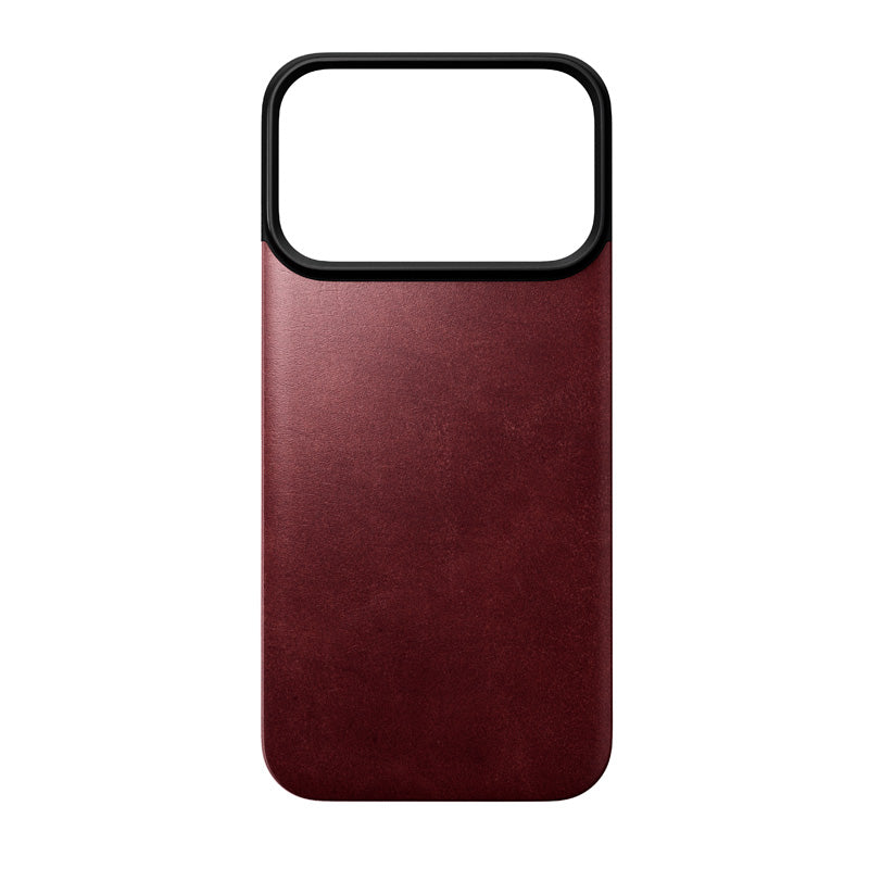 Coque arrière magnétique cuir Horween iPhone 18 Pro Burgundy
