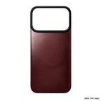 Coque arrière magnétique cuir Horween iPhone 18 Pro Burgundy