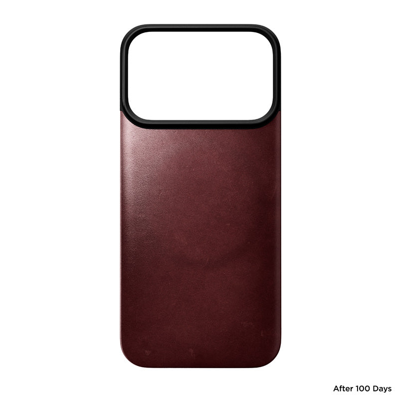 Coque arrière magnétique cuir Horween iPhone 18 Pro Burgundy